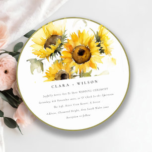 Invitation Aquarelle Boho minimale Tournesol Mariage rustique