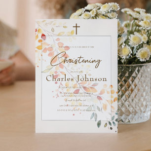 Invitation Aquarelle Boho moderne L'automne laisse les garçon