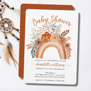Invitation Aquarelle Boho Rainbow Terracotta Baby shower