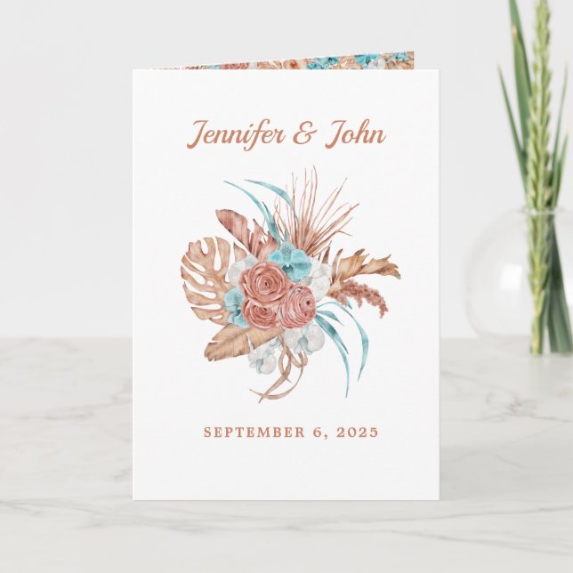 Invitation Aquarelle Boho Terracotta Floral Mariage d'automne (Devant)