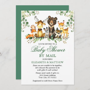 Invitation Aquarelle Bois Animaux Baby shower Par La Poste