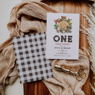 Invitation Aquarelle Bois Animaux Joyeux Camper Anniversaire