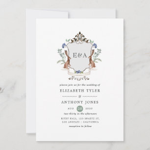 Invitation Aquarelle Bois Laurel Crest Monogramme Mariage