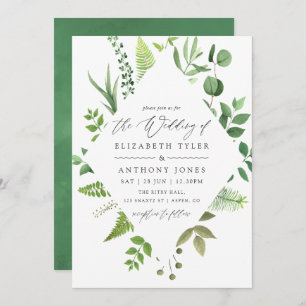 Invitation Aquarelle Bois Mariage de verdure