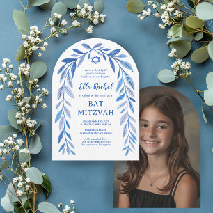 Invitation Aquarelle Botanique Bar Bat mitzvah Arc Photo