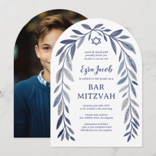 Invitation Aquarelle botanique Bar Bat Mitzvah Photo d'arche