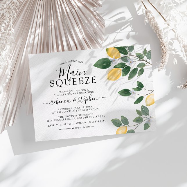 Invitation Aquarelle botanique Citron vert Couple Douche (Créateur téléchargé)