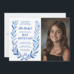 Invitation Aquarelle botanique CUSTOM PHOTO Bat Bar Mitzvah<br><div class="desc">Carte parfaite pour annoncer un bat mitzvah, bar mitzvah ou une autre célébration juive ! L'art délicat de trame feuille dessinée à la main pour vous! ENTIÈREMENT PERSONNALISABLE ! Cliquez sur "Personnaliser" ci-dessus pour modifier le texte, ajoutez votre photo. Cliquez sur "modifier à l'aide de l'outil de conception" pour ajuster...</div>