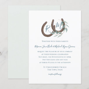 Invitation Aquarelle botanique du monogramme de fer à cheval