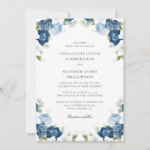 Invitation Aquarelle Botanique Dusty Blue Floral Mariage