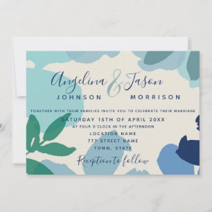 Invitation Aquarelle Botanique Dusty Blue Mariage