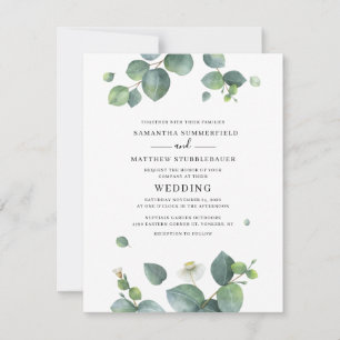Invitation Aquarelle botanique Eucalyptus Mariage de verdure