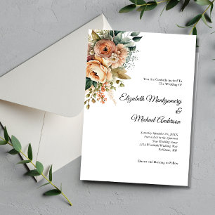 Invitation Aquarelle botanique florale élégante de pêche pour