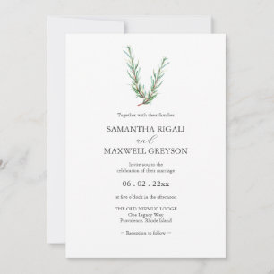 Invitation Aquarelle botanique Mariage de la branche de romar