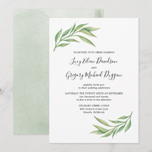 Invitation Aquarelle Botanique Mariage Feuille