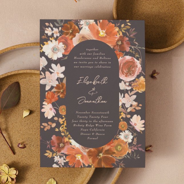 Invitation Aquarelle botanique moderne riche en cuivre (Créateur téléchargé)