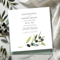 Aquarelle botanique Olive Branch Mariage Invitatio