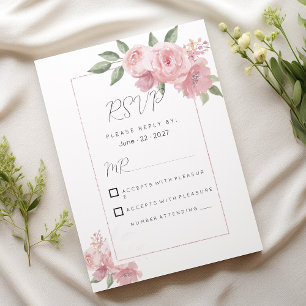Invitation Aquarelle botanique pastel rose floral RSVP