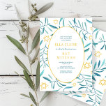 Invitation Aquarelle Botanique Star de David Bar Bat mitzvah<br><div class="desc">Carte parfaite pour annoncer un bat mitzvah, bar mitzvah ou une autre célébration juive ! L'aquarelle faite à la main pour vous à l'avant et à l'arrière! ENTIÈREMENT PERSONNALISABLE ! Cliquez sur "Personnaliser" ci-dessus pour modifier le texte. Cliquez sur "modifier à l'aide de l'outil de conception" pour ajuster les polices,...</div>