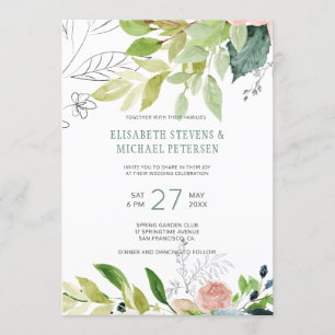 Invitation Aquarelle botanique verdure mariage