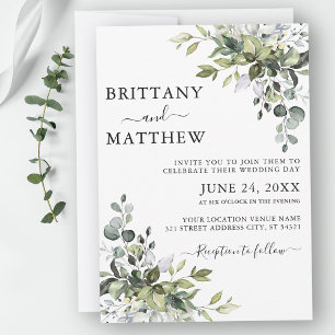 Invitation Aquarelle Botanique Verdure Mariage de calligraphi