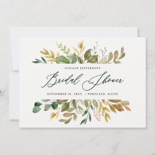 Invitation Aquarelle botanique vert or douche de nuptiale