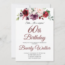 Aquarelle Bourgogne Floral 60e Anniversaire surpri