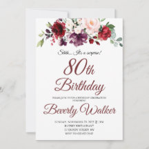Aquarelle Bourgogne Floral 80e Anniversaire surpri