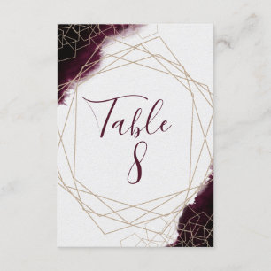 Invitation Aquarelle Bourgogne Mariage encadré Numéros de tab