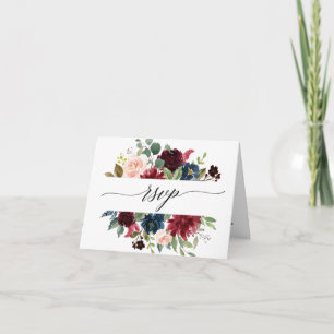 Invitation Aquarelle Bourgogne Rouge Blush Floral RSVP