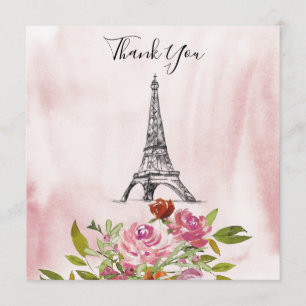 Invitation Aquarelle Bourgogne Tour Eiffel Mariage Merci