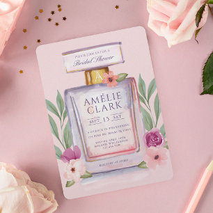 Invitation Aquarelle Bouteille de parfum Fête des mariées flo