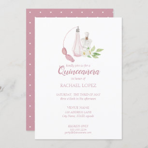 Invitation Aquarelle Bouteille de Parfum Quinceanera Annivers