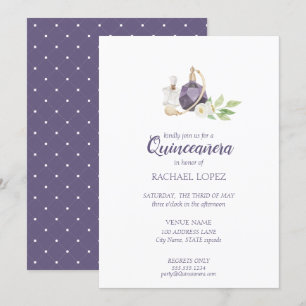 Invitation Aquarelle Bouteille de Parfum Quinceanera Annivers