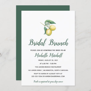 Invitation Aquarelle Branche de citronnier   Brunch nuptial