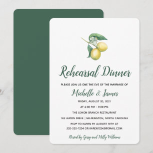Invitation Aquarelle Branche de citronnier Dîner de répétit
