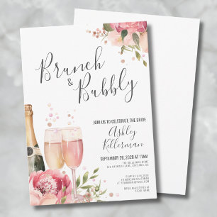 Invitation Aquarelle Brunch Et Fête des mariées Florale Bubbl