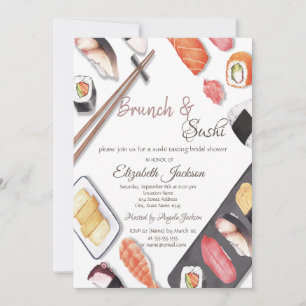 Invitation Aquarelle Brunch & Fête des mariées Sushi