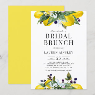 Invitation Aquarelle Brunch nuptial citron et Blackberry