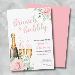 Invitation Aquarelle Brunch Rose Et Fête des mariées Bubbly