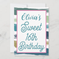 Aquarelle Brush Strokes Sweet 16 Anniversaire