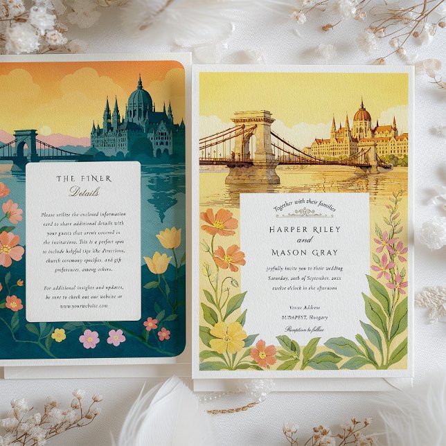 Invitation Aquarelle Budapest Hongrie Mariage (Créateur téléchargé)