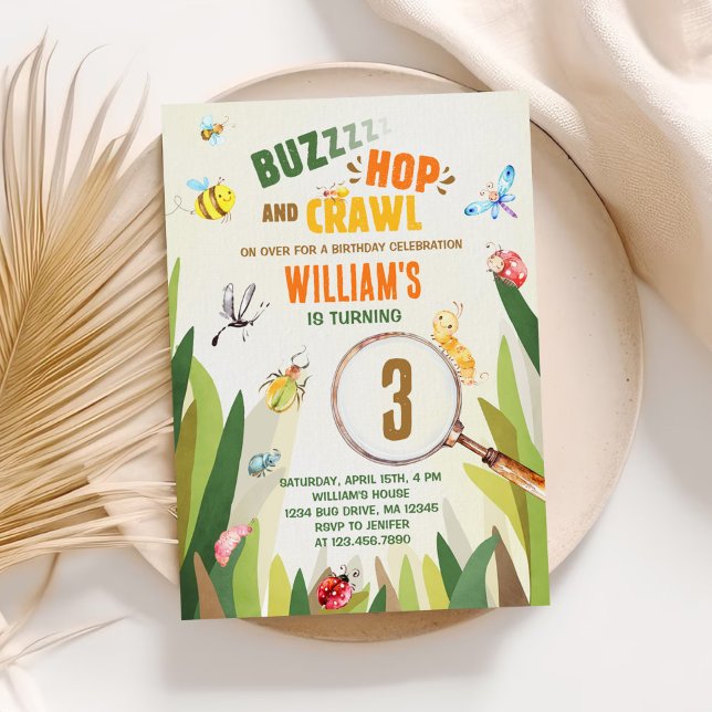 Invitation Aquarelle Bug Insect Boy Anniversaire (Créateur téléchargé)