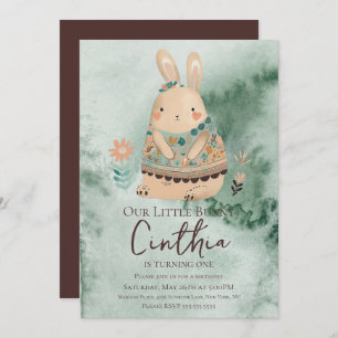 Invitation Aquarelle Bunny Pâques Pastel Boho Anniversaire In