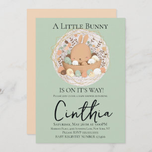Invitation Aquarelle Bunny Pâques Pastel Panier Baby shower