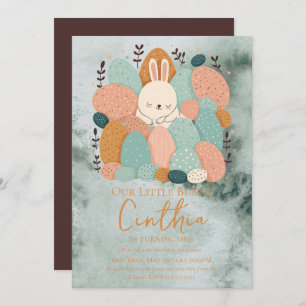 Invitation Aquarelle Bunny Pâques Pastel Vert Anniversaire In