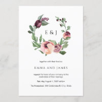 Aquarelle Burgundy Blush Floral Wreath Mariage