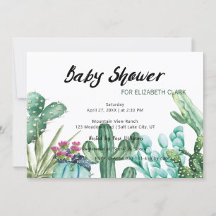 Invitation Aquarelle Cactus & Baby shower Succulent