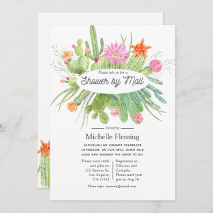 Invitation Aquarelle Cactus Douche par courrier