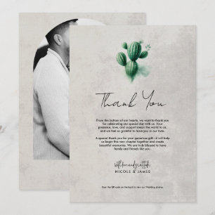 Invitation Aquarelle Cactus Gris Vert Remerciements de Mariag